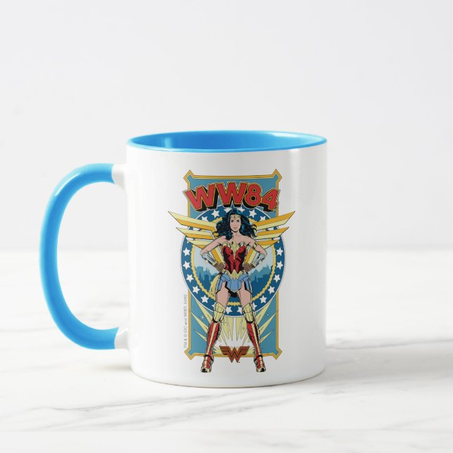 WW84 | Retro Comic Wonder Woman Character Badge Mug (Left)