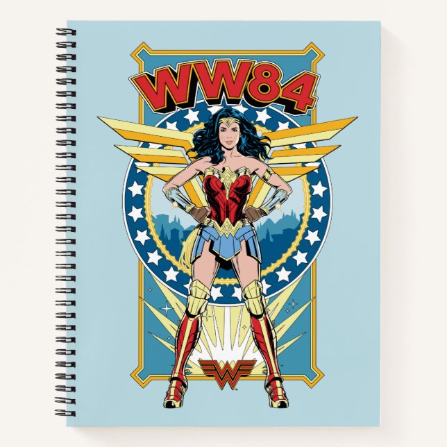 WW84 | Retro Comic Wonder Woman Character Badge Notebook (Front)
