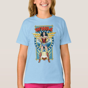 WW84   Retro Comic Wonder Woman Character Badge T-Shirt