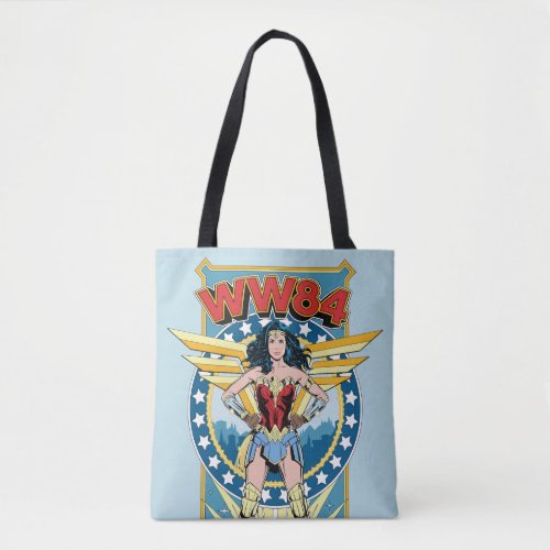 WW84  Retro Comic Wonder Woman Character Badge Tote Bag