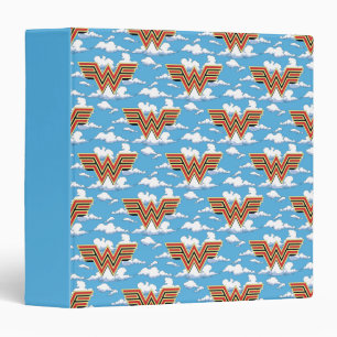 WW84 Retro Comic Wonder Woman Logo Cloud Pattern 3 Ring Binder