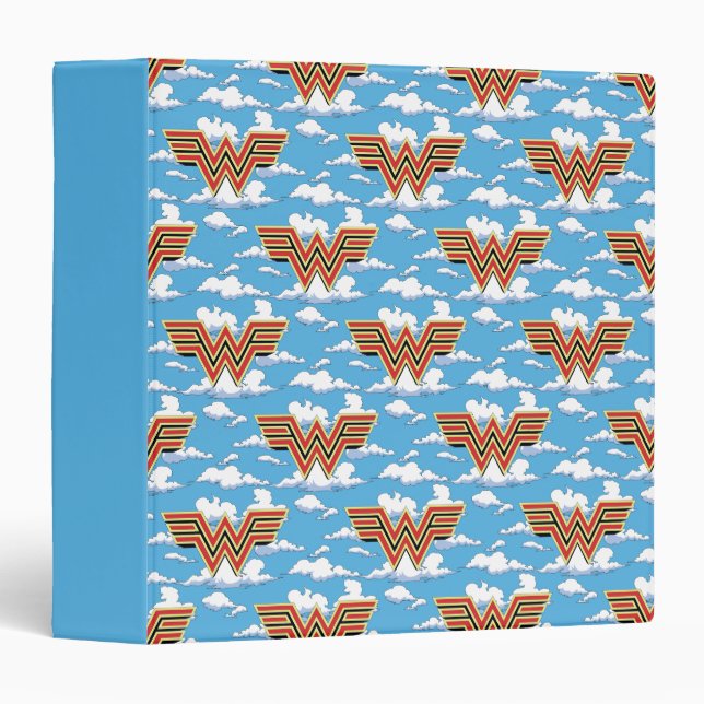 WW84 | Retro Comic Wonder Woman Logo Cloud Pattern 3 Ring Binder (Front/Spine)