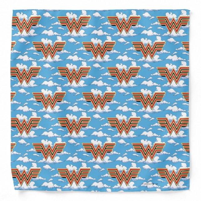 WW84 | Retro Comic Wonder Woman Logo Cloud Pattern Bandana (Front)