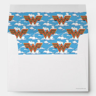 WW84 Retro Comic Wonder Woman Logo Cloud Pattern Envelope