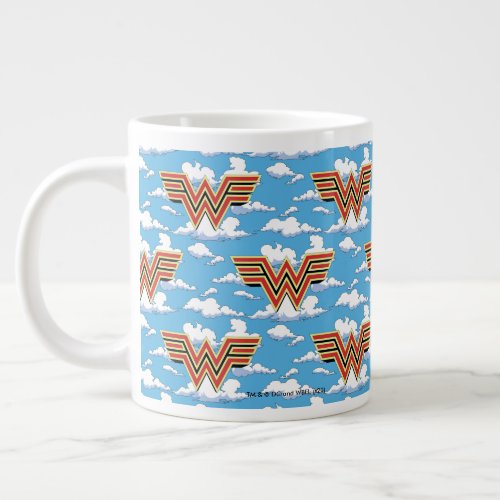 WW84  Retro Comic Wonder Woman Logo Cloud Pattern Giant Coffee Mug