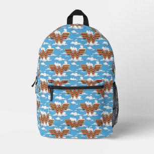 WW84   Retro Comic Wonder Woman Logo Cloud Pattern Printed Backpack