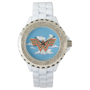 WW84 Retro Comic Wonder Woman Logo Cloud Pattern Watch