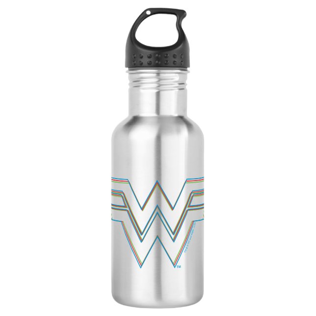 WW84 | RGB Split Wonder Woman Logo Stainless Steel Water Bottle (Front)