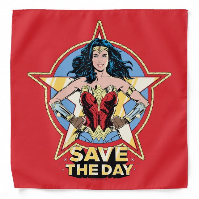 WW84 | Save The Day Wonder Woman Retro Comic Art Bandana (Front)