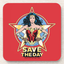 WW84 | Save The Day Wonder Woman Retro Comic Art Beverage Coaster