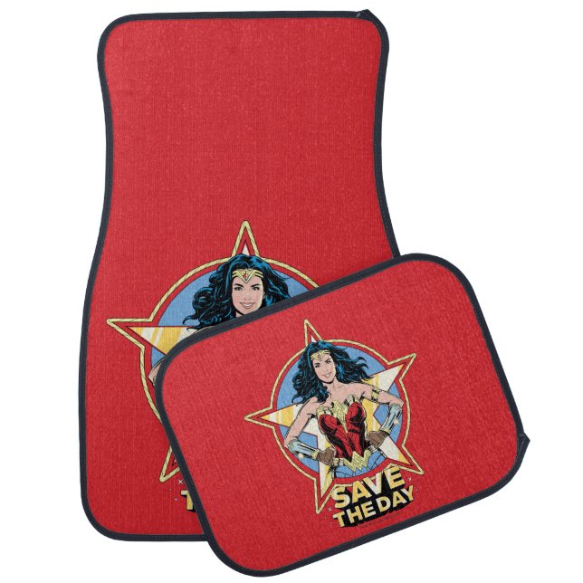 WW84 | Save The Day Wonder Woman Retro Comic Art Car Floor Mat (Set)