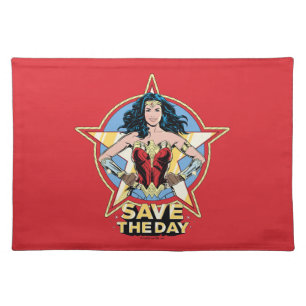 WW84 Save The Day Wonder Woman Retro Comic Art Cloth Placemat
