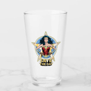 WW84 Save The Day Wonder Woman Retro Comic Art Glass