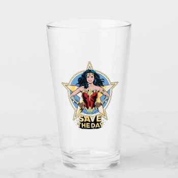 Ww84 | Save The Day Wonder Woman Retro Comic Art Glass by wonderwoman at Zazzle