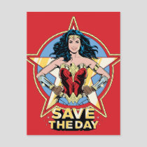 WW84 | Save The Day Wonder Woman Retro Comic Art Invitation Postcard