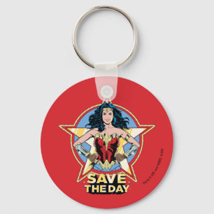 WW84 Save The Day Wonder Woman Retro Comic Art Keychain
