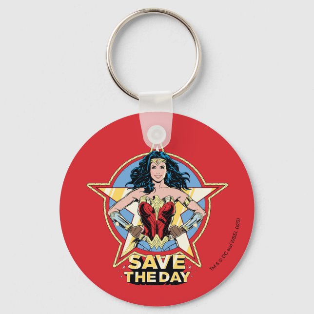 WW84 | Save The Day Wonder Woman Retro Comic Art Keychain (Front)