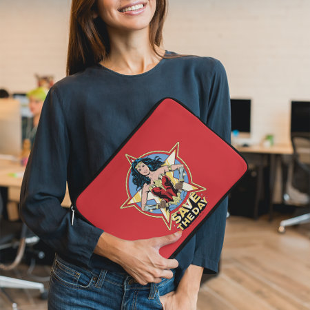 Ww84 | Save The Day Wonder Woman Retro Comic Art Laptop Sleeve