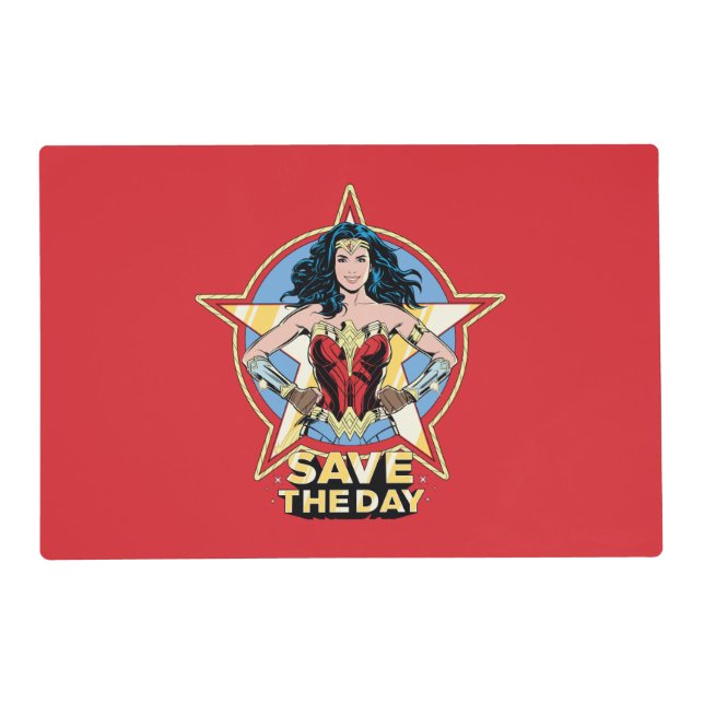 WW84 | Save The Day Wonder Woman Retro Comic Art Placemat (Front)