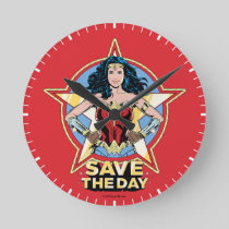 WW84 | Save The Day Wonder Woman Retro Comic Art Round Clock