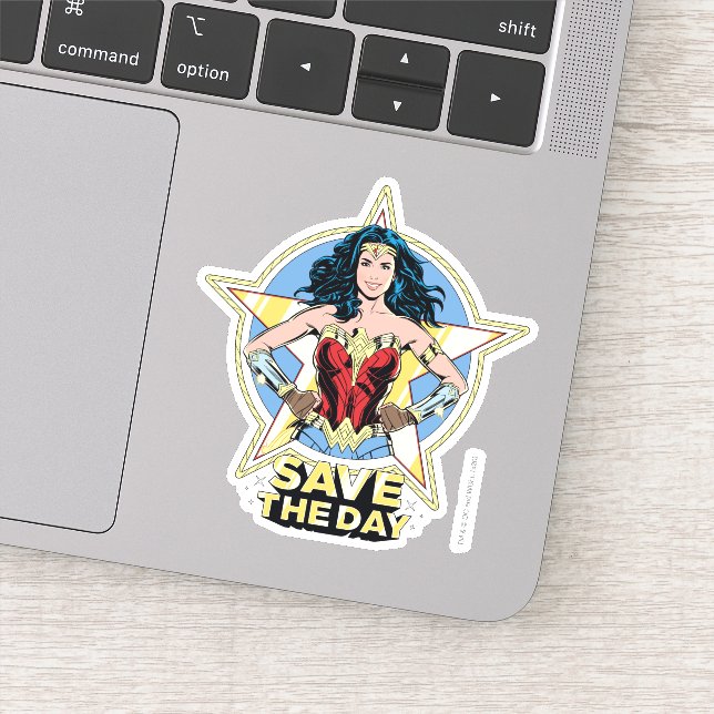 WW84 | Save The Day Wonder Woman Retro Comic Art Sticker (Detail)