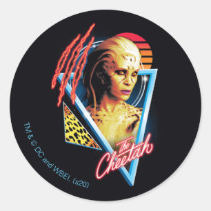 WW84   The Cheetah Retrowave Character Badge Classic Round Sticker