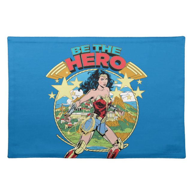 WW84 | Themyscira Wonder Woman Retro Comic Art Cloth Placemat (Front)