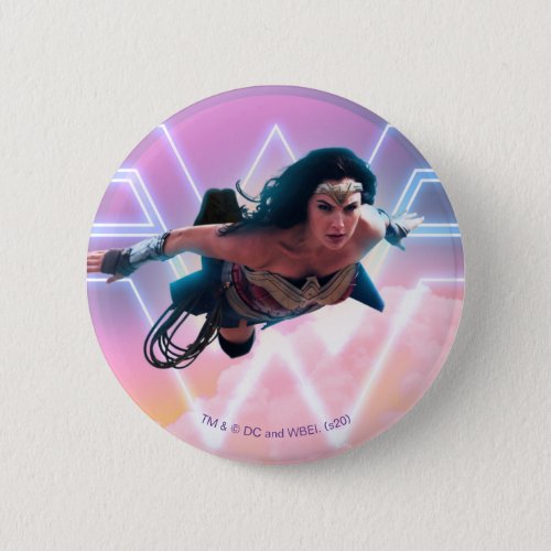 WW84  Wonder Woman Flying Lo Fi Pastel Graphic Button