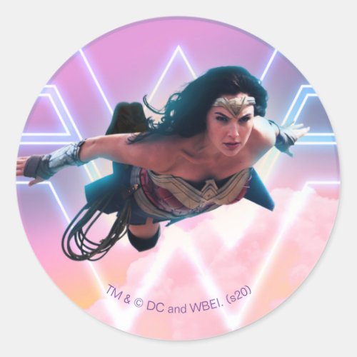 WW84  Wonder Woman Flying Lo Fi Pastel Graphic Classic Round Sticker