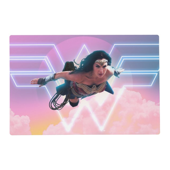 WW84 | Wonder Woman Flying Lo Fi Pastel Graphic Placemat (Front)