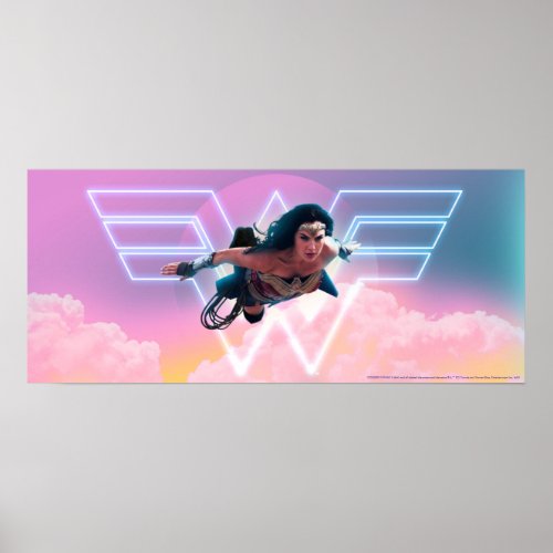 WW84  Wonder Woman Flying Lo Fi Pastel Graphic Poster