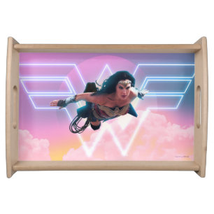 WW84 Wonder Woman Flying Lo Fi Pastel Graphic Serving Tray
