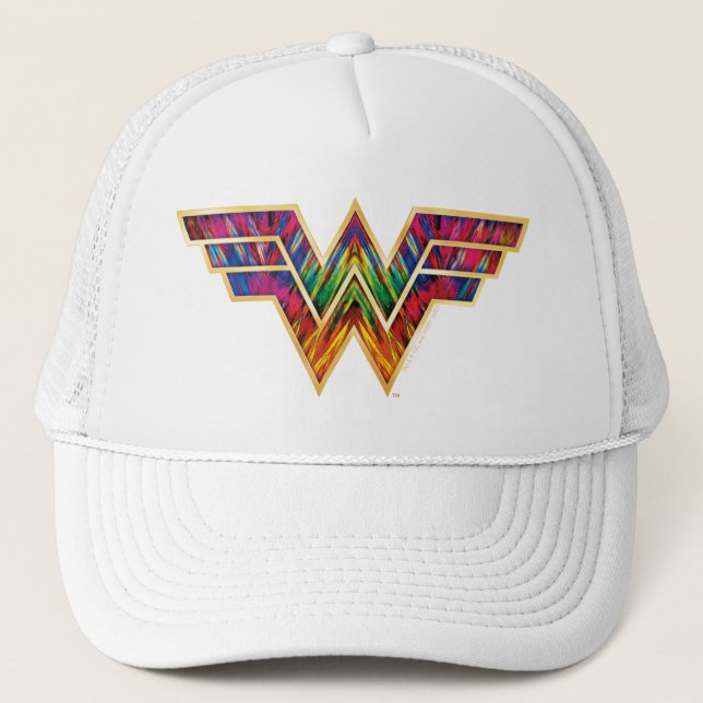 WW84 | Wonder Woman Kaleidoscope Logo Trucker Hat (Front)
