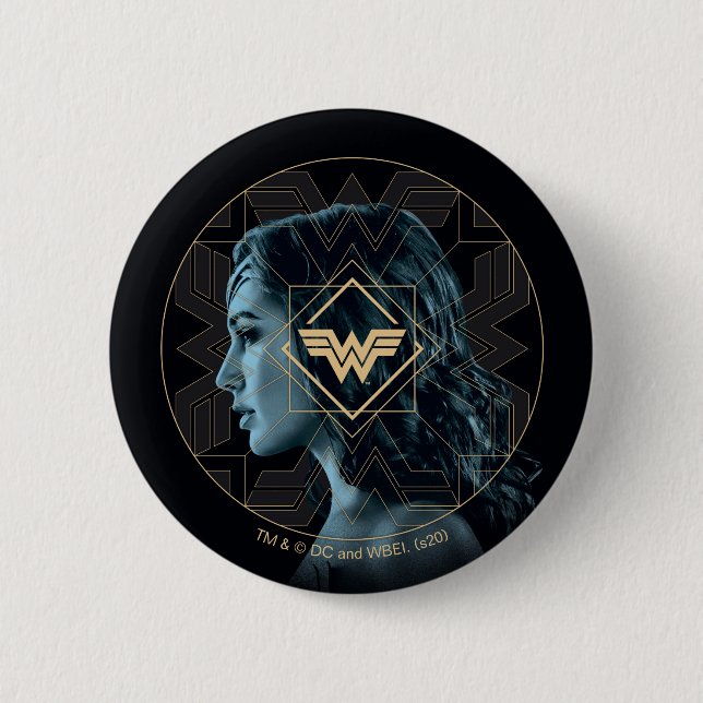 WW84 | Wonder Woman Logo Patterned Portrait Button (Front)