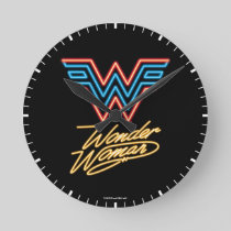 WW84 | Wonder Woman Neon Light Logo Round Clock