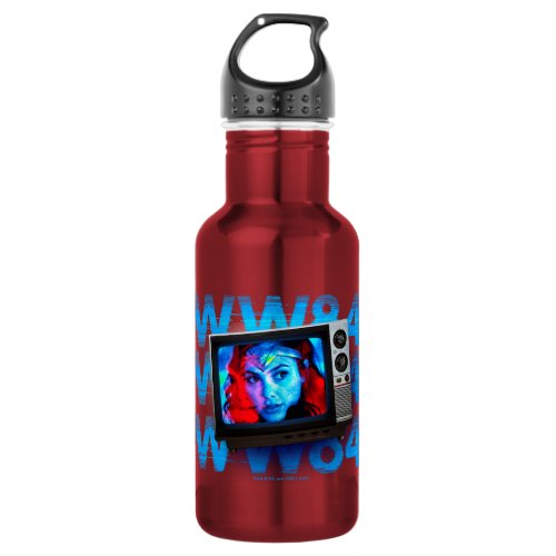 WW84  Wonder Woman Retro Static TV Set Stainless Steel Water Bottle