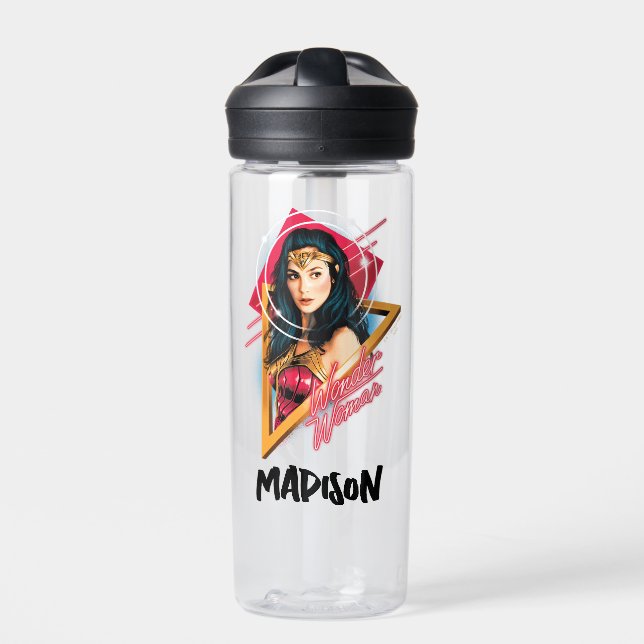 WW84 | Wonder Woman Retrowave | Add Your Name Water Bottle (Front)