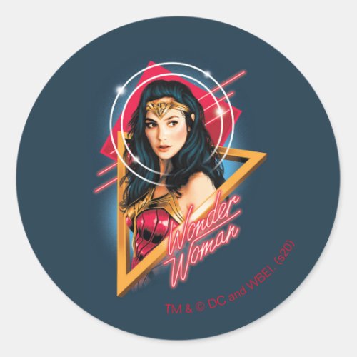 WW84  Wonder Woman Retrowave Character Badge Classic Round Sticker