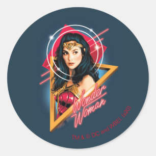 WW84 Wonder Woman Retrowave Character Badge Classic Round Sticker