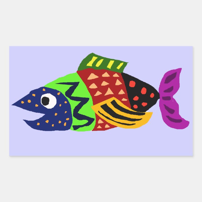 WW  Folk Art Fish Design Sticker