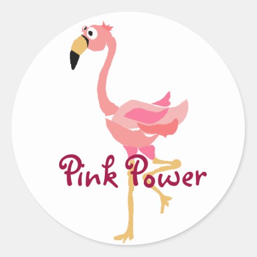 WW_ Funny Flamingo Primitive Art Cartoon Classic Round Sticker