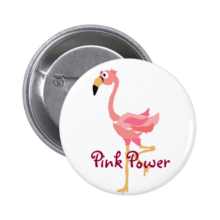 WW  Funny Flamingo Primitive Art Cartoon Pin