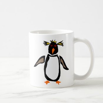 Ww- Funny Rockhopper Penguin Primitive Art Coffee Mug by tickleyourfunnybone at Zazzle