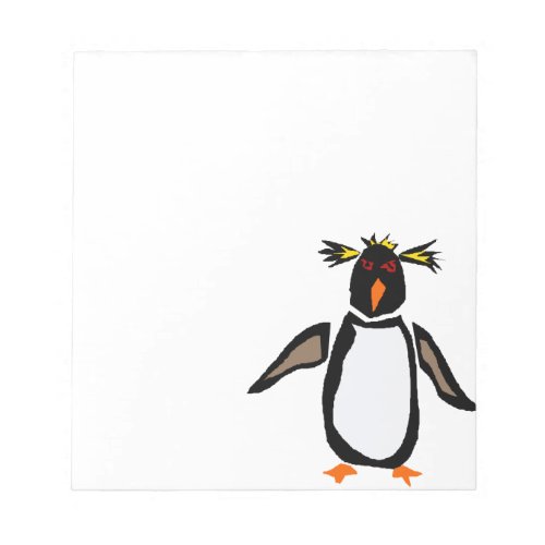 WW_ Funny Rockhopper Penguin Primitive Art Notepad