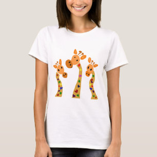 WW- Giraffe and Hearts Primitive Art Cartoon T-Shirt