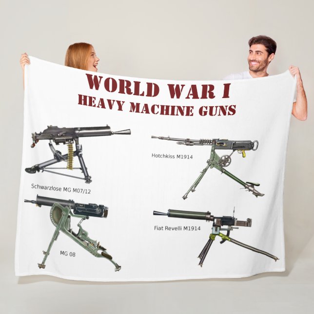 WW I HEAVY MACHINE GUNS FLEECE BLANKET (In Situ)