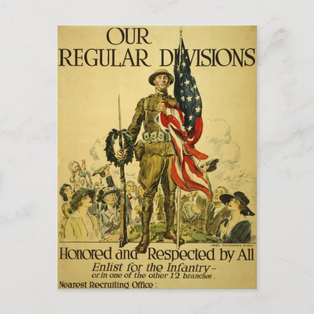 WWI American recruiting poster postcard (Front)