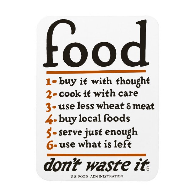 WWI "Food—Don't Waste It" Magnet (Vertical)