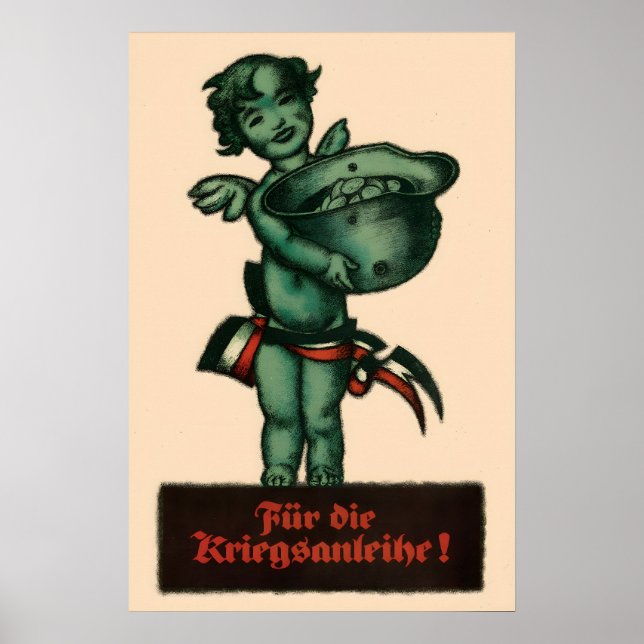 WWI German Propaganda Poster War Bonds Angel Art (Front)