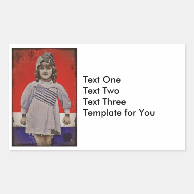 WWI Girl in Flag Dress Rectangular Sticker (Front)